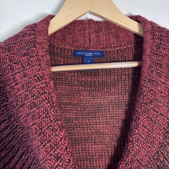 Bandolino Y2K Red Heather Knit Shawl Collar Sweater Cardigan Vest Size Medium - Picture 2 of 6